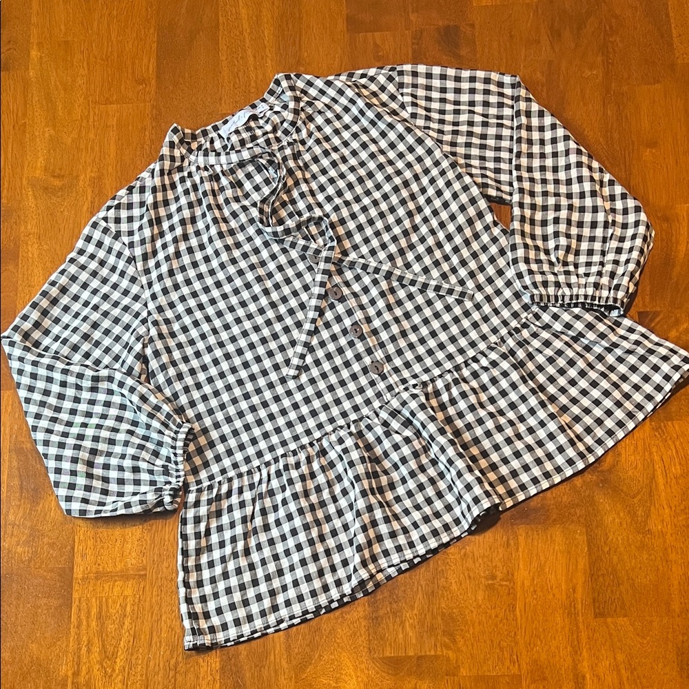 Gingham Petal & Pup Peplum Blouse US size 0
